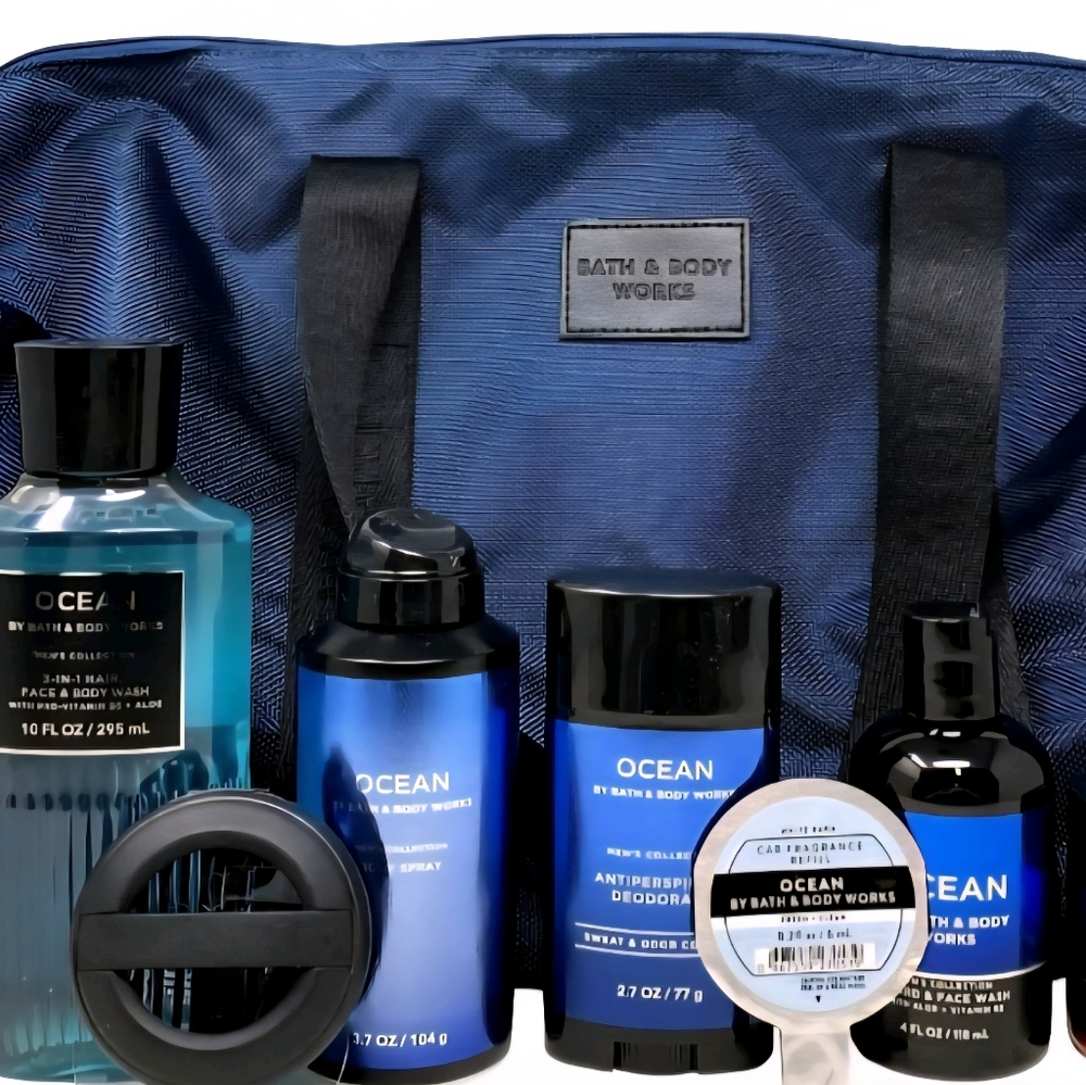 B&BW Ocean Men’s Collection 6-Piece Set - 3-in-1 Wash, Beard Cream & Travel Bag